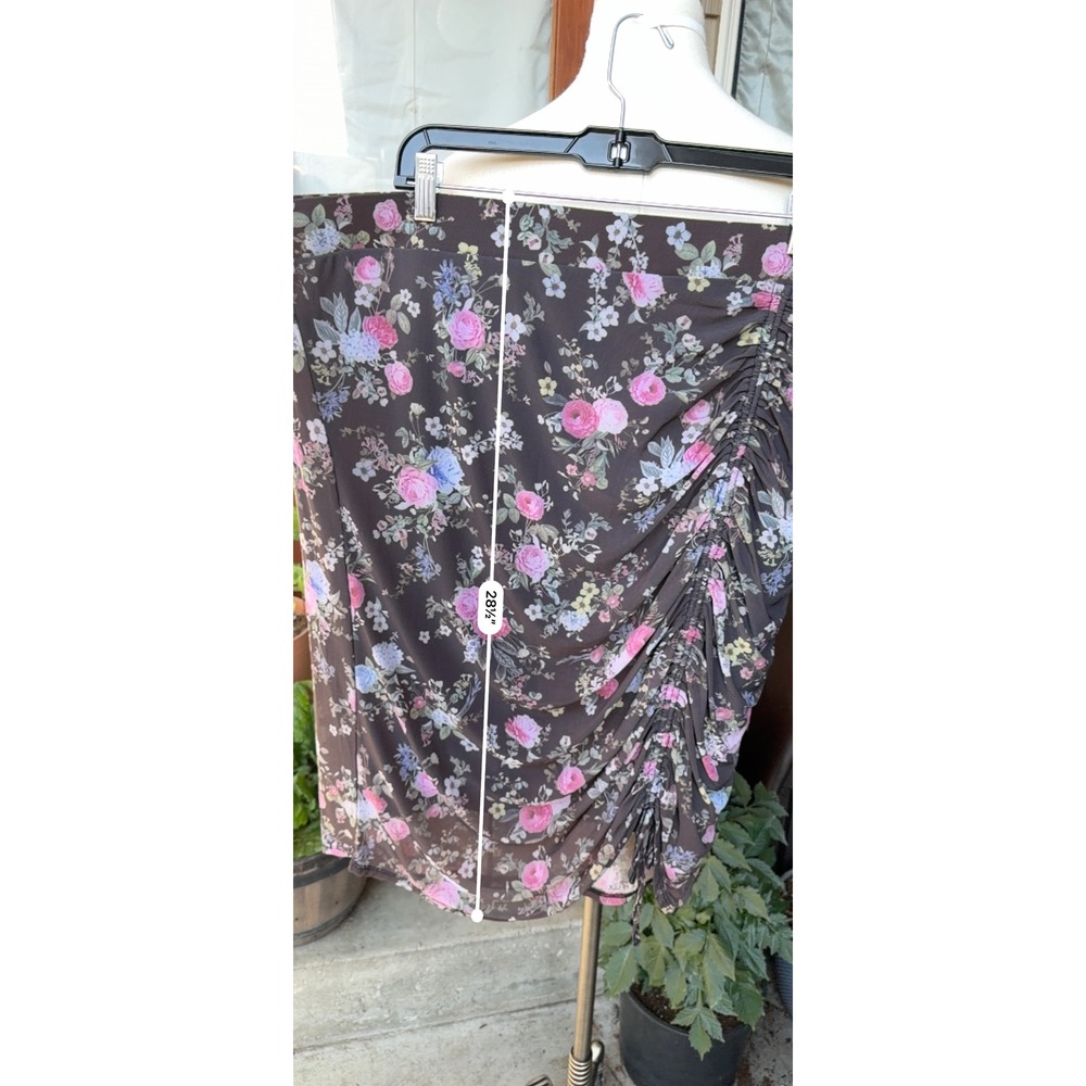 Torrid Midi Shirt 3x 3 black floral mesh ruched side drawstring dark floral goth - Picture 5 of 5